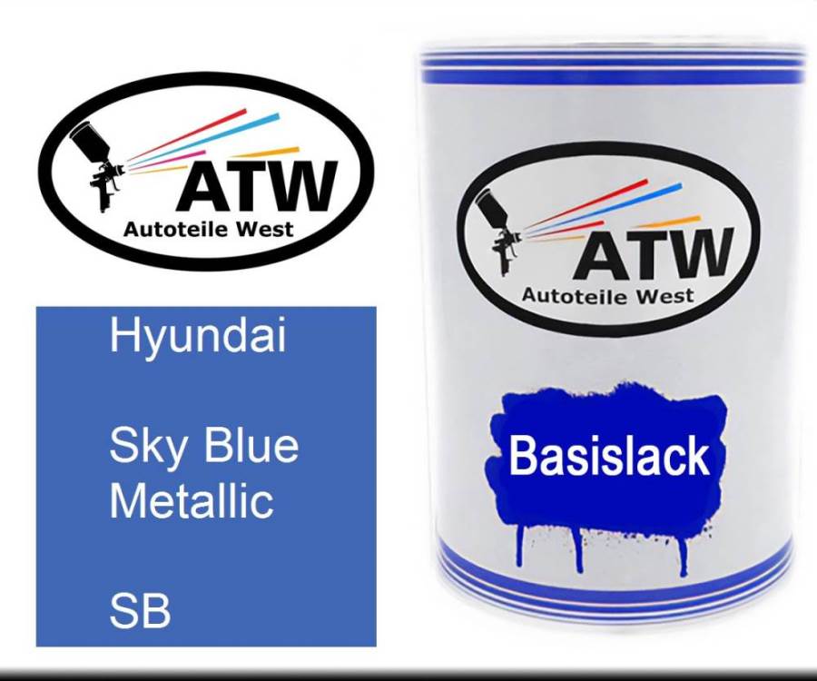 Hyundai, Sky Blue Metallic, SB: 500ml Lackdose, von ATW Autoteile West.